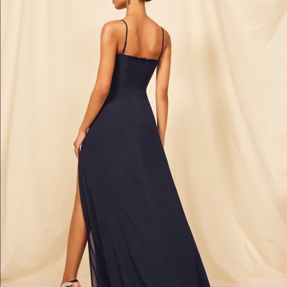 Reformation Blue Strapless Dress with Elegant Silhouette - Picture 2 of 10